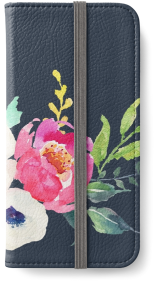 Anemone Peony Watercolor Bouquet - Wallet (500x761), Png Download