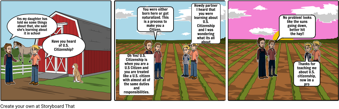 Storyboard U S Citizenship - Cartoon (1164x385), Png Download