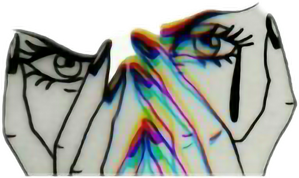 Pegatinas Sticker Tumblr Chicatumblr - Trippy Crying Girl (1024x611), Png Download