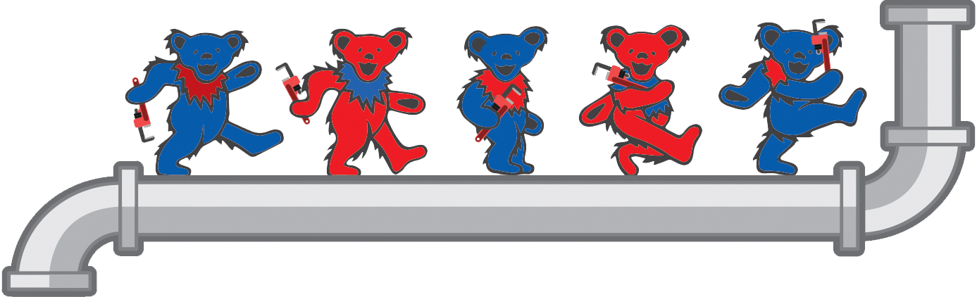 Grateful Plumber Dancing Bears - Colorful Bears Band (1387x422), Png Download