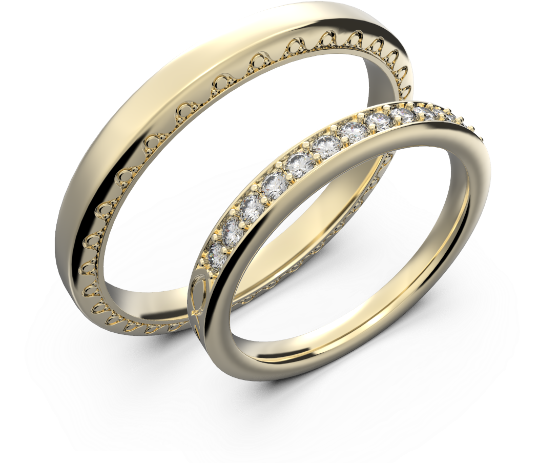 White Gold And Diamond Couple Wedding Rings - Wedding Ring (1049x1049), Png Download
