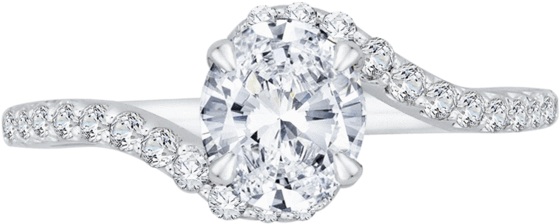 14k White Gold Oval Cut Diamond Promise Engagement - Pre-engagement Ring (740x740), Png Download