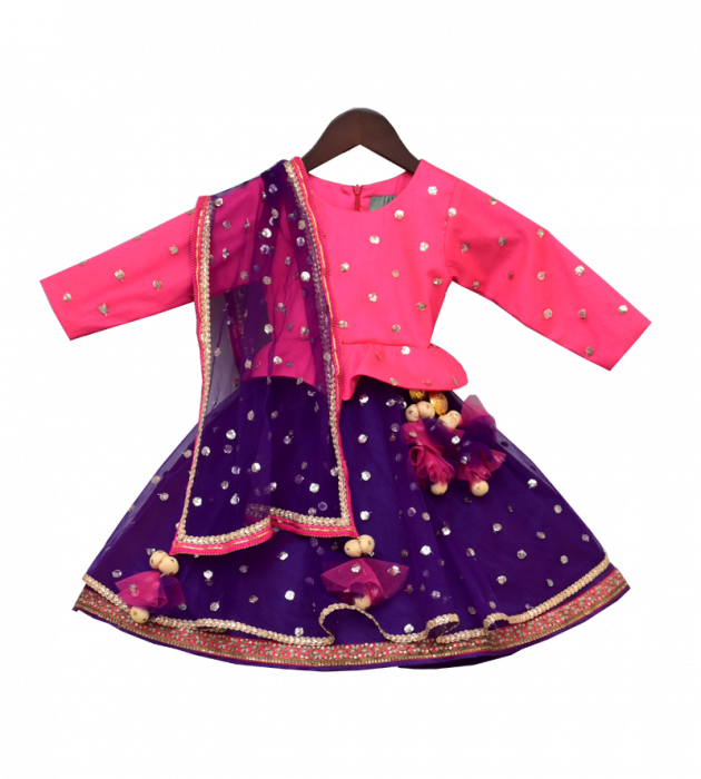 Pink & Purple Sequence Embroidery Anarkali Dress - Embroidery (630x700), Png Download