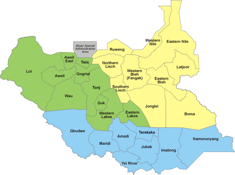 The 28 States Of South Sudan Grouped In The Three Historical (800x594), Png Download