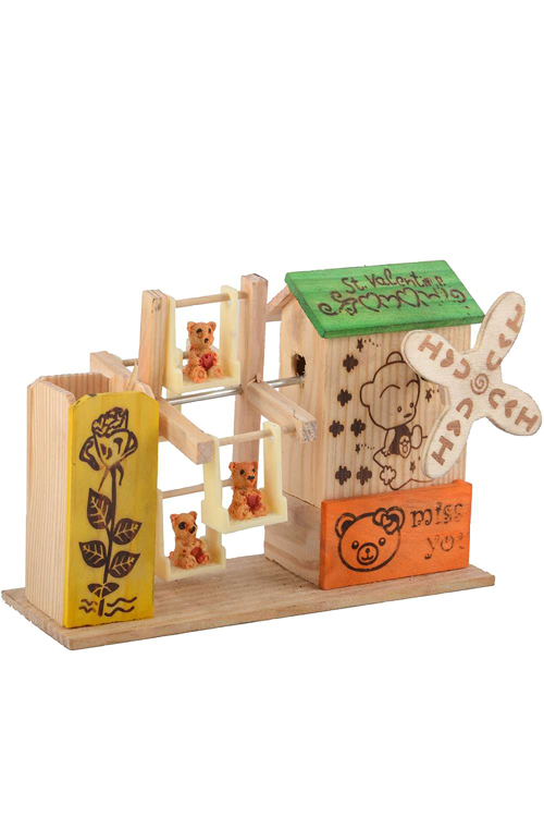 Handcrafted Wooden House With Swing - Plywood (500x750), Png Download