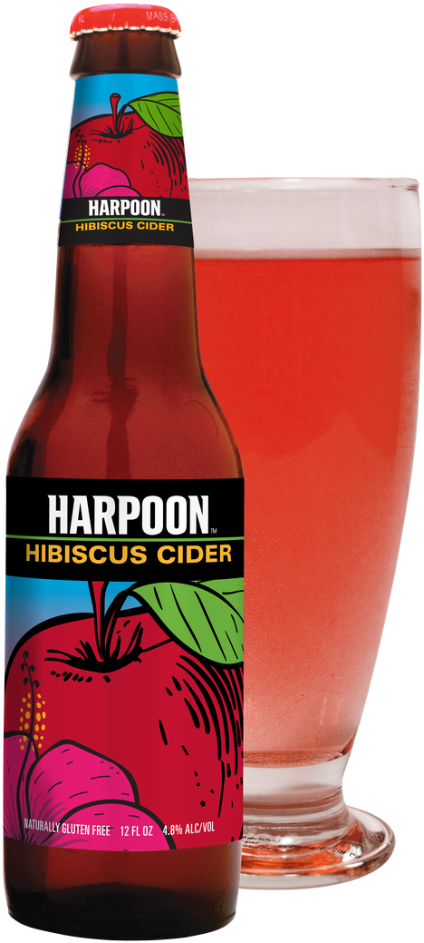 Hibiscus Cider Bottle & Glass, Pdf - Harpoon Cider (483x1050), Png Download