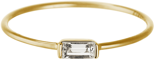 Baguette Ring White Topaz Image - Bangle (939x1024), Png Download