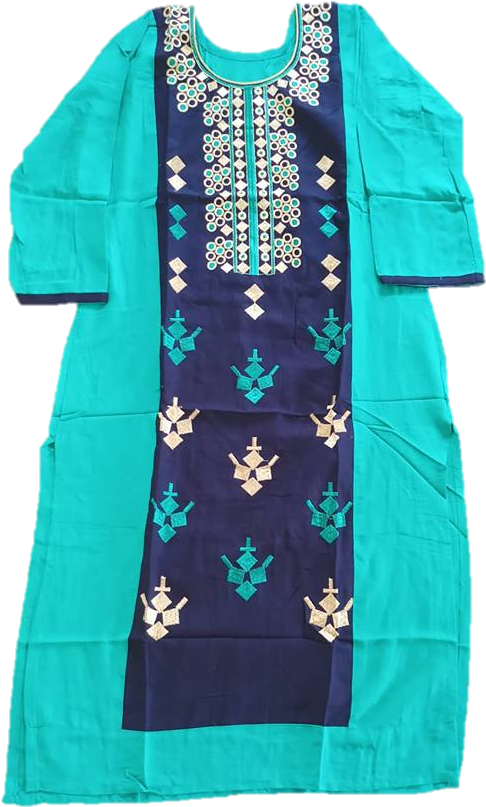 Straight Green Kurti With Embroidery (715x960), Png Download
