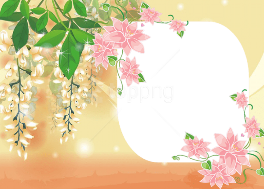 Free Png Best Stock Photos Cute Yellow Transparent - Khung Hinh Transparent W Flowers (850x610), Png Download