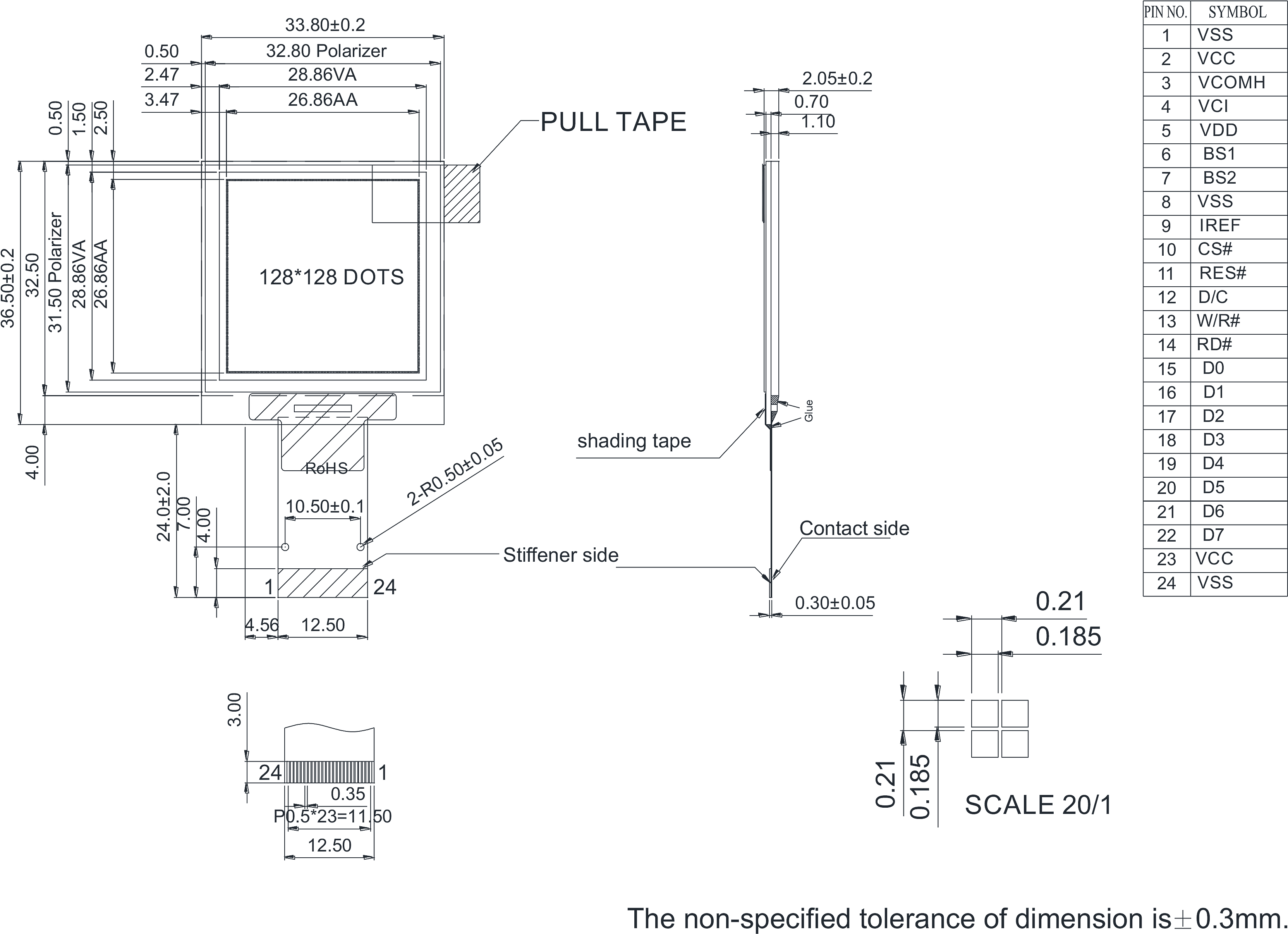 Winstar Longlife Oled Graphic Display Module - Diagram (3423x2451), Png Download