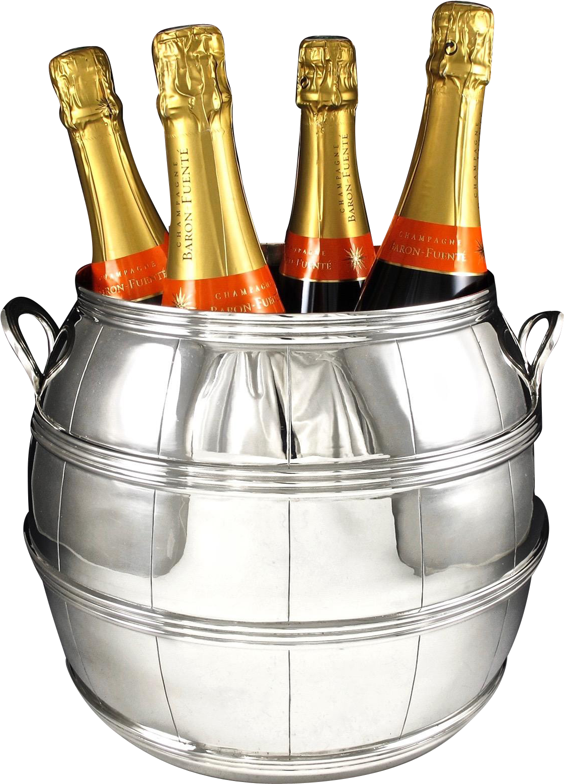 Spectacular Sterling Silver Wine Barrel Form Champagne - Beer Bottle (1558x1558), Png Download