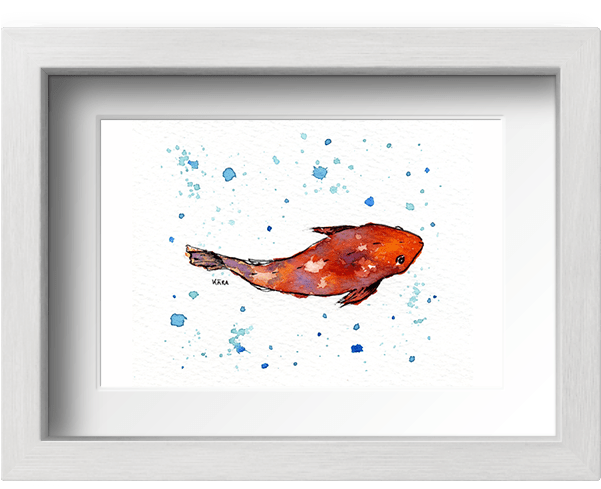Acuarela Pez Carpa Con Marco - Sockeye Salmon (600x800), Png Download