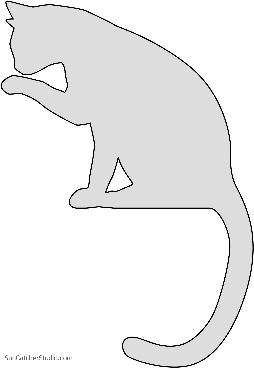 Free Cat Cleaning Paw Cat Kitten Silhouette Pattern - Madcat Tshirt (1042x1500), Png Download