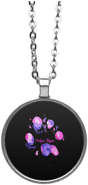 Priya Tiger Paw Print Circle Necklace - Necklace (600x600), Png Download