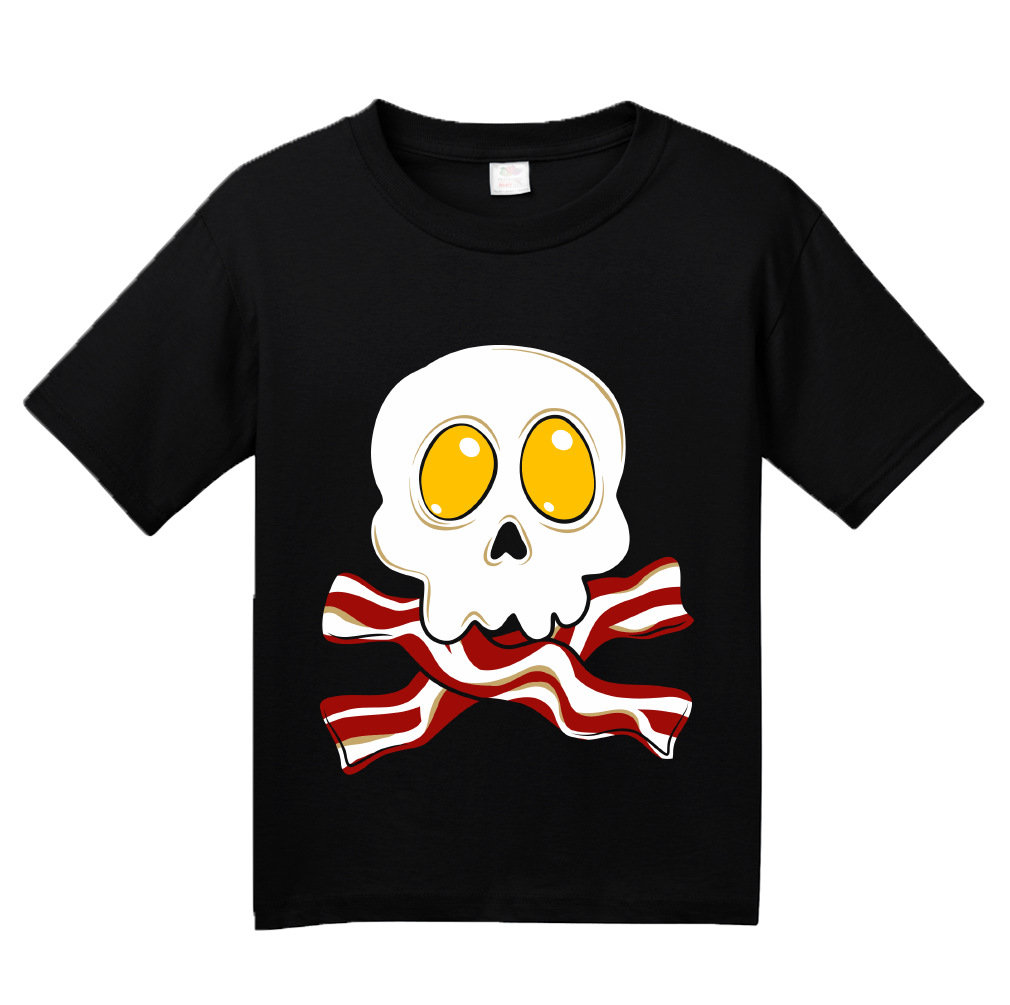 Download Youth Black Bacon N' Eggs Skull Eggs Bacon Skull Crossbones