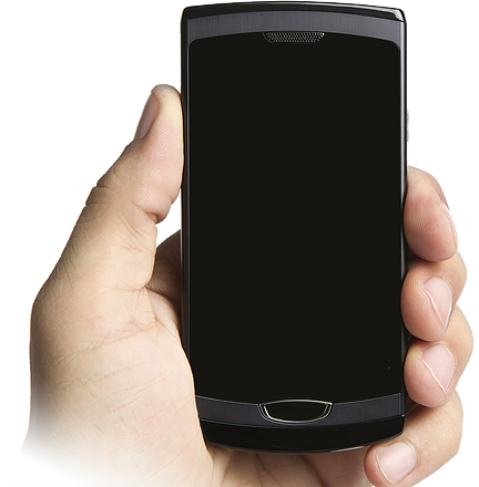 *de - Hand Holding A Cellphone (432x440), Png Download