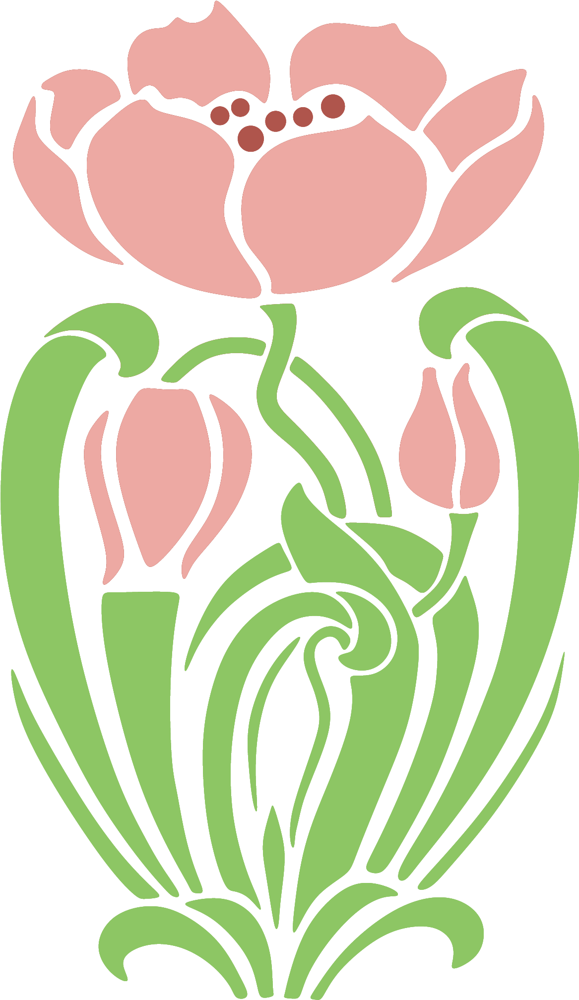 Art Nouveau Art Deco Stencil - Lotus Art Nouveau (2480x2194), Png Download