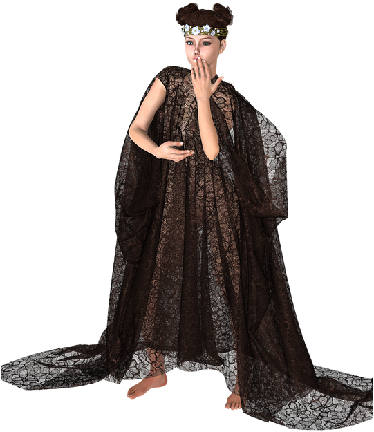 Woman, Art Nouveau, Cape, Beauty, Female, Feminine - Cape (540x720), Png Download