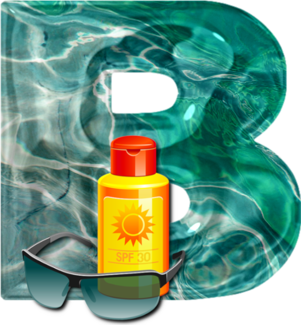 Alfabeto Com Óculos De Sol E Protetor Solar Png, Sunglasses - Cosmetics (660x660), Png Download