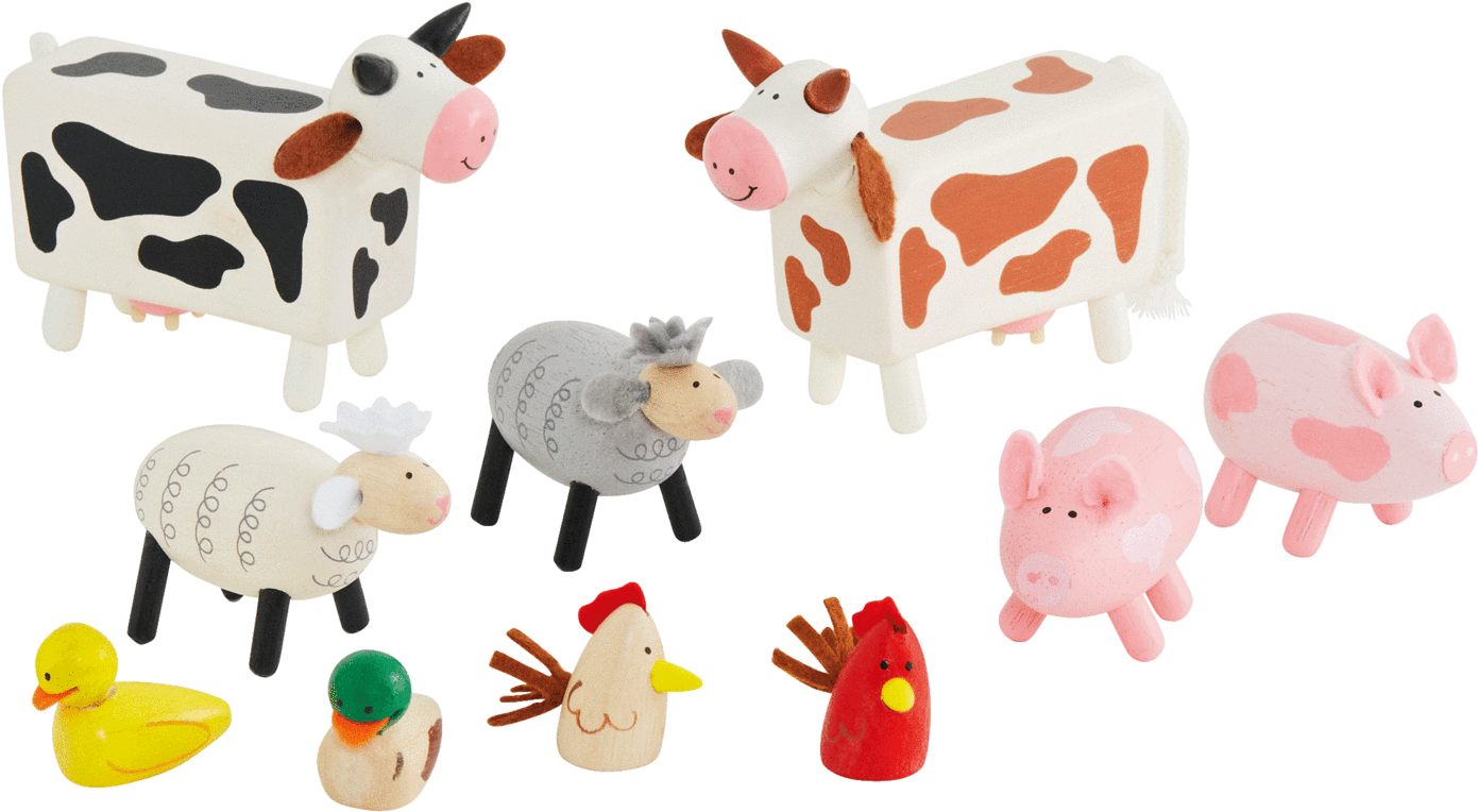Wooden Farm Animals - Animal Figure (1440x1440), Png Download