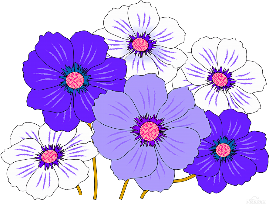Colorful Flowers 07 Osg Acrylic Print - Flowers Icon Png Pink (899x684), Png Download