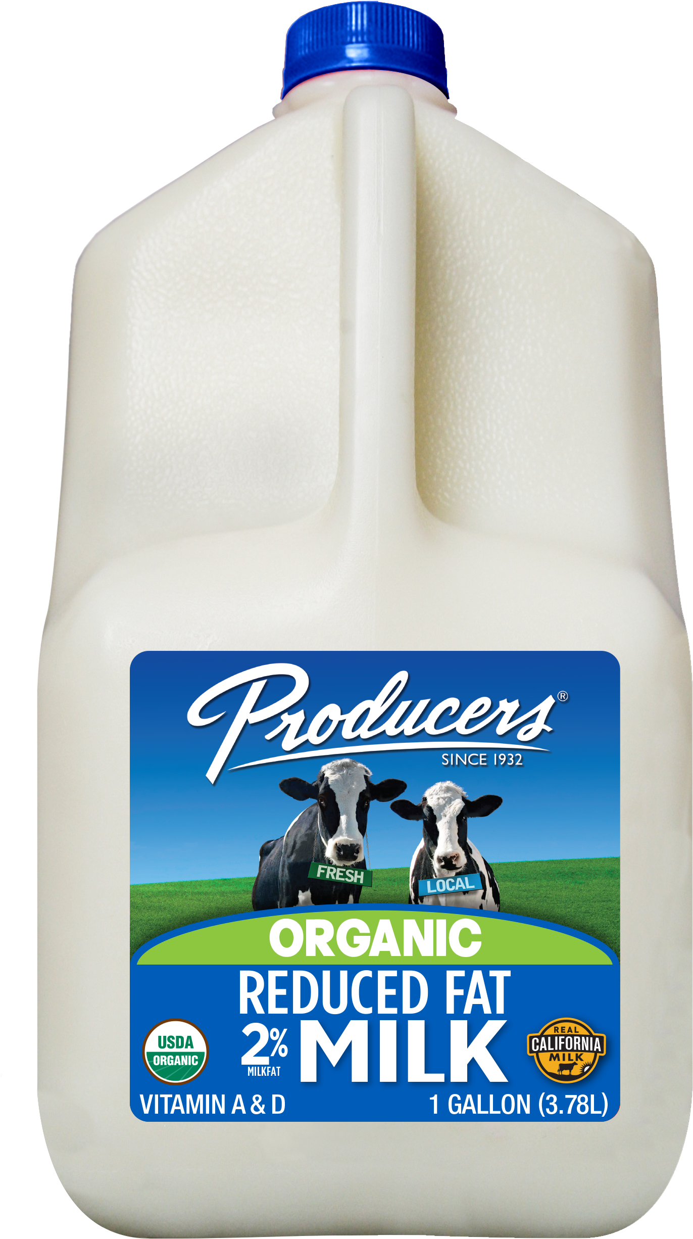 Organic 2% Reduced Fat Milk - Producers 2% Milk (1459x2568), Png Download