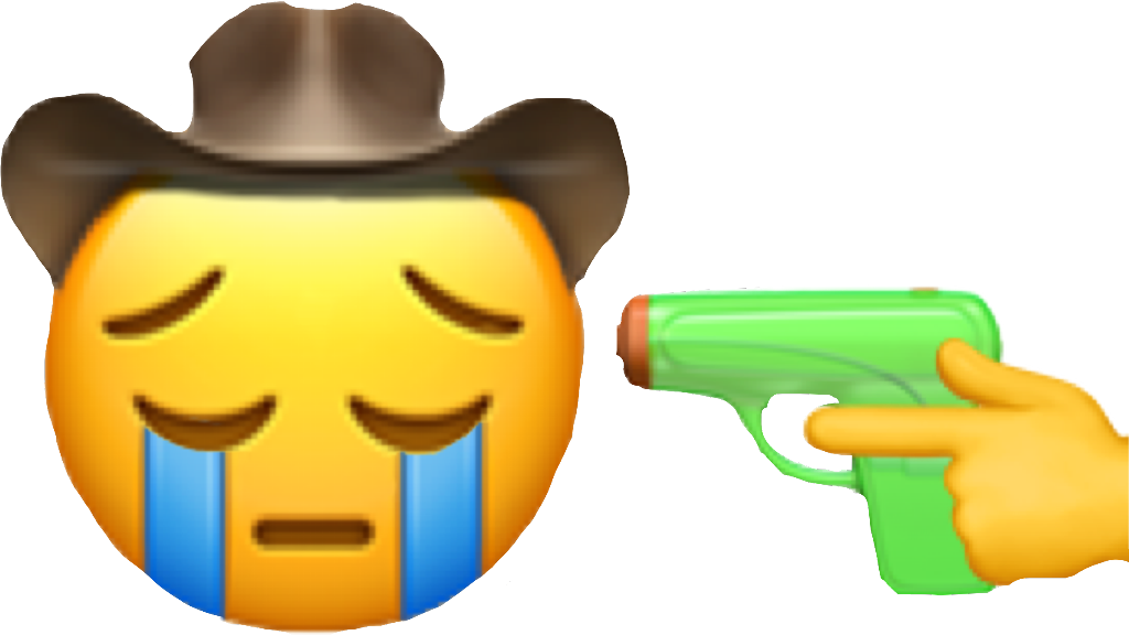 #yeehaw #sadboy #sad #meme #emoji #freetoedit - Water Gun (1024x576), Png Download