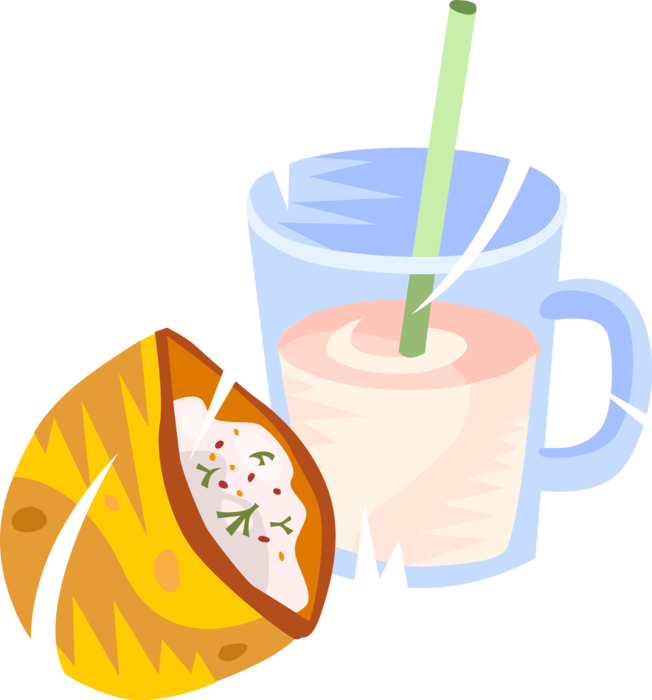 Vector Illustration Of Pocket Sandwich And Glass Of (652x700), Png Download