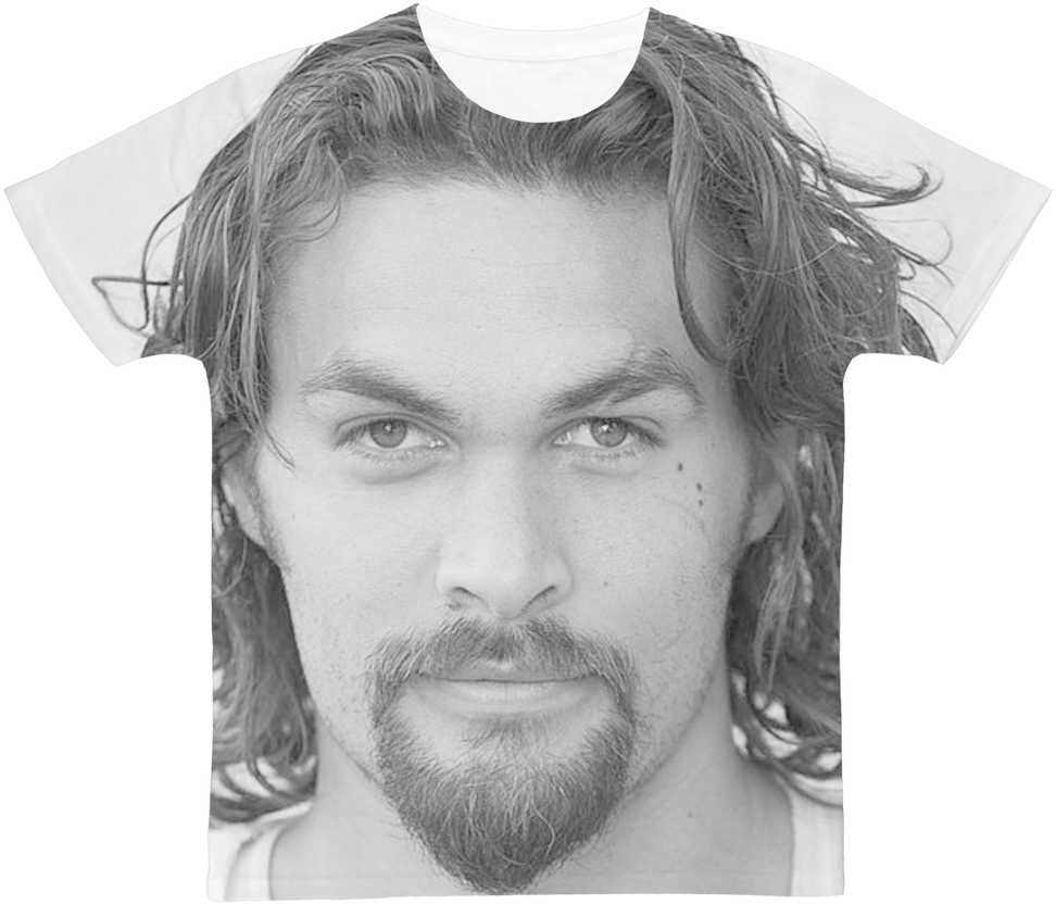 Jason Momoa ﻿classic Sublimation Adult T-shirt - Jason Momoa In Black And White (1024x1024), Png Download