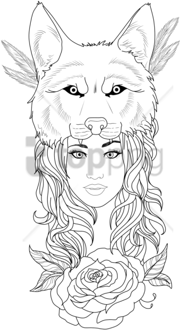 Free Png Tattoo Woman Wolf Png Image With Transparent - Wolf Head Girl Tattoo (480x669), Png Download