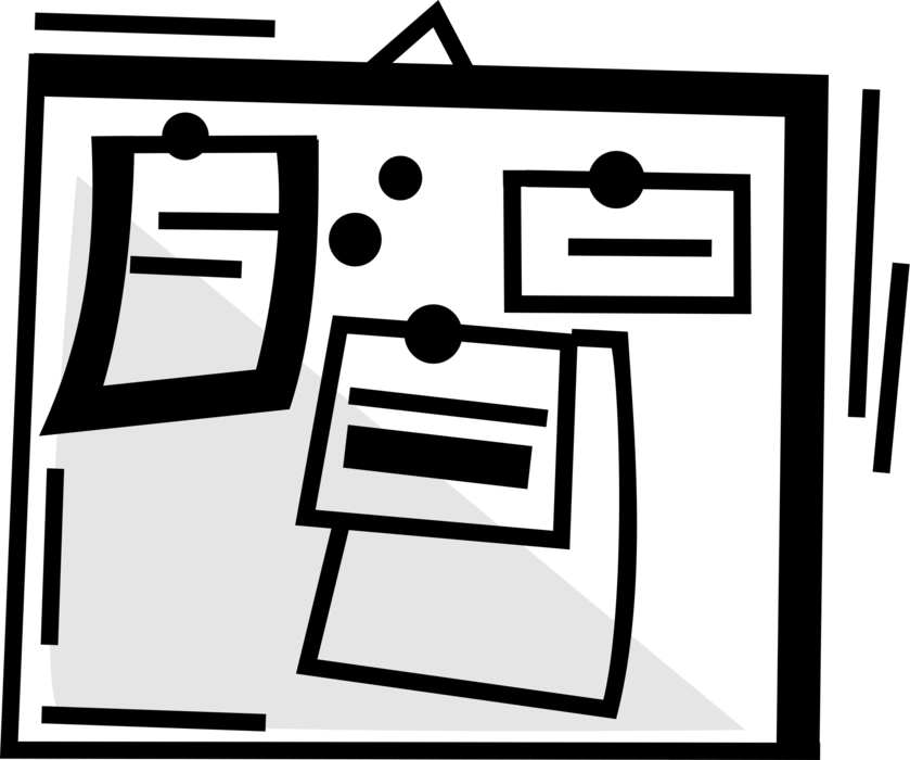 Vector Illustration Of Bulletin Board Messages With (839x700), Png Download