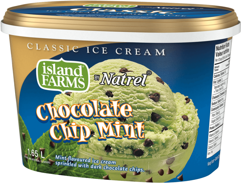 Green Mint Ice Cream With Chocolate Chips - Island Farms (848x650), Png Download