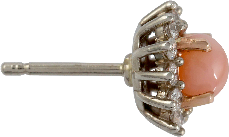 Conch Pearl Diamond Halo Stud Earrings - Body Jewelry (1024x1024), Png Download