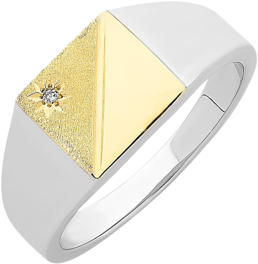 Gold Top & Sterling Silver Diamond Set Ring - Pre-engagement Ring (606x774), Png Download