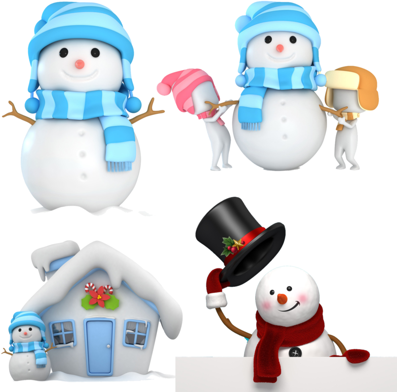 Snowman Wearing And Illustration Hat Cartoon Scarf - Snowman With Blue Scarf (800x800), Png Download