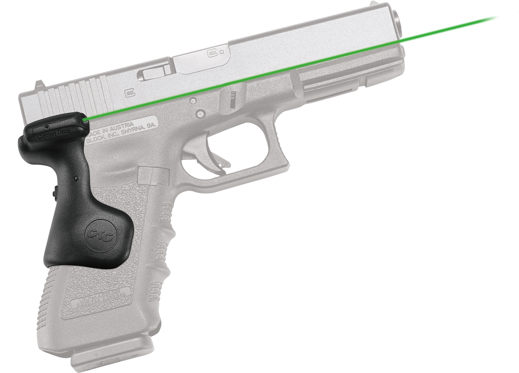 Crimson Trace Lg637g Lasergrips Green Laser Fits Glock - Glock 17 Laser Grips Green (1800x1428), Png Download