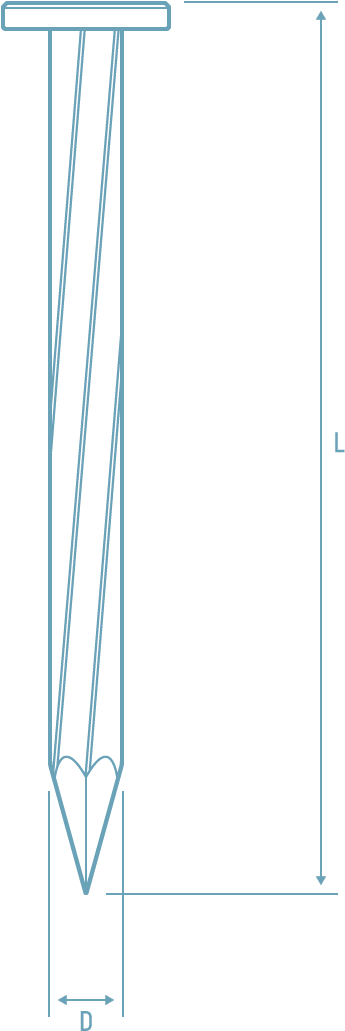 Angular Spiral Shank Concrete Nail - Drawing (1140x1320), Png Download