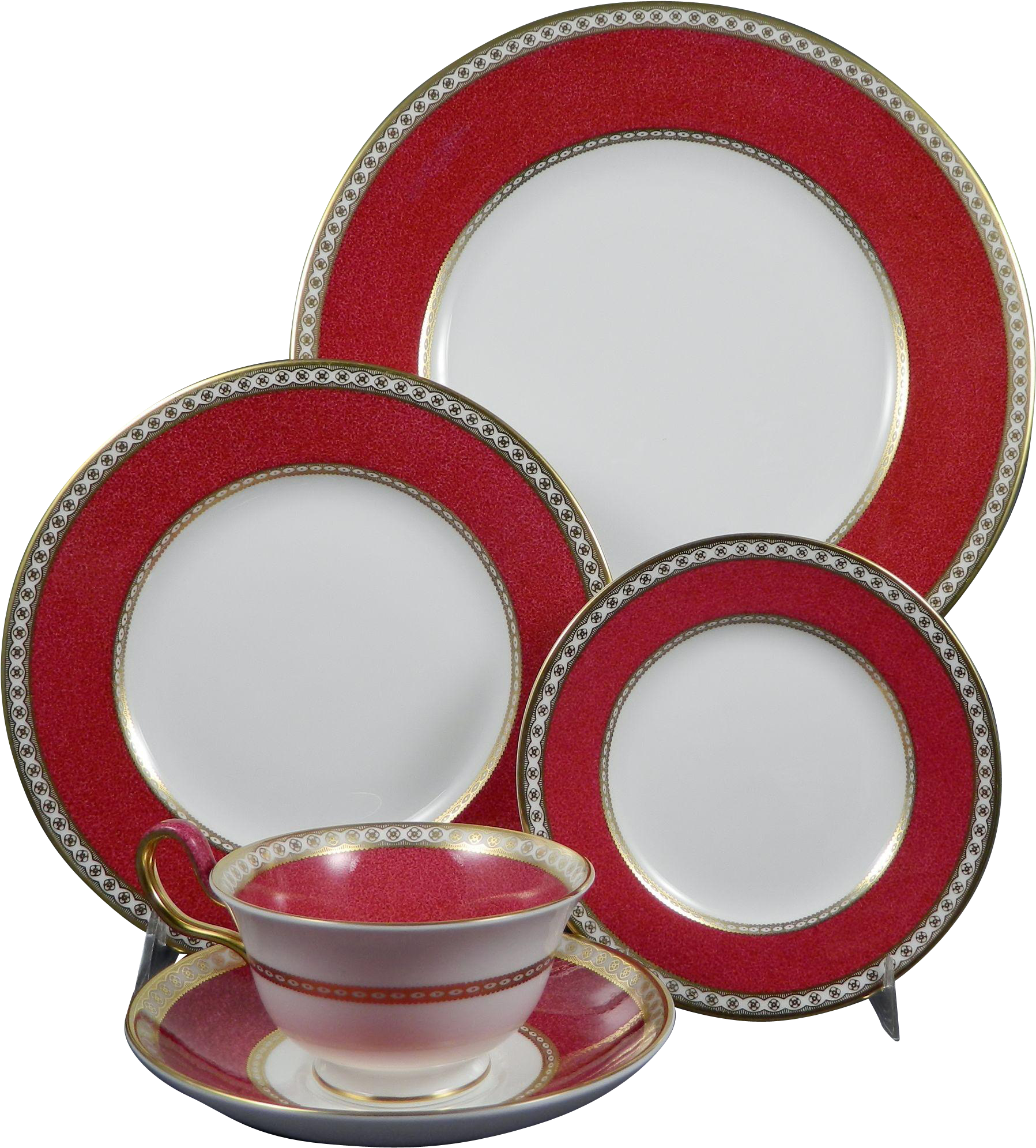 Wedgwood Ulander Ruby W1813 Complete 5 Pc Place Setting - Ceramic (1990x1990), Png Download