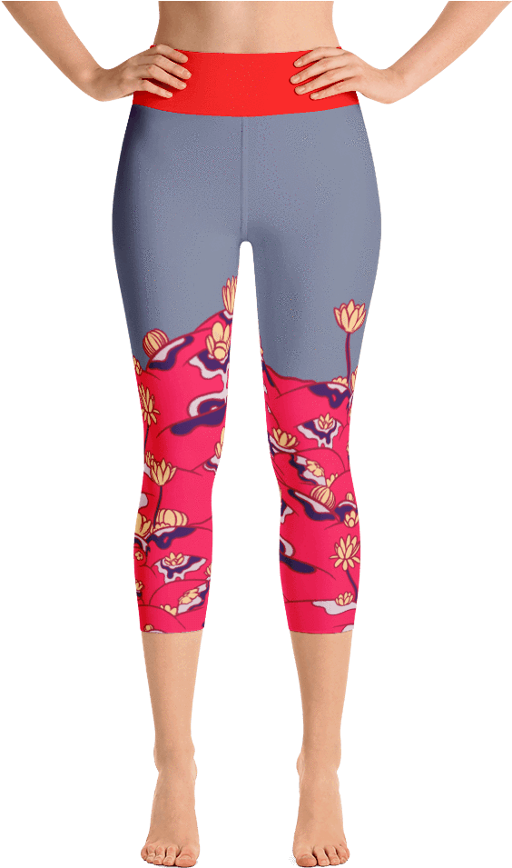 Flower Field Yoga Capris - Yoga Pants (1000x1000), Png Download