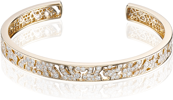 Lace Bangle Bracelet In 18k Rose Gold With Diamonds - Bangle (624x526), Png Download