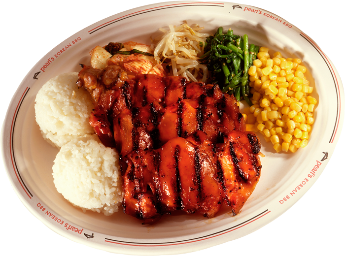 Spicy Bbq Chicken Marinated Bbq Chicken With Our Special - Steamed Rice (700x520), Png Download
