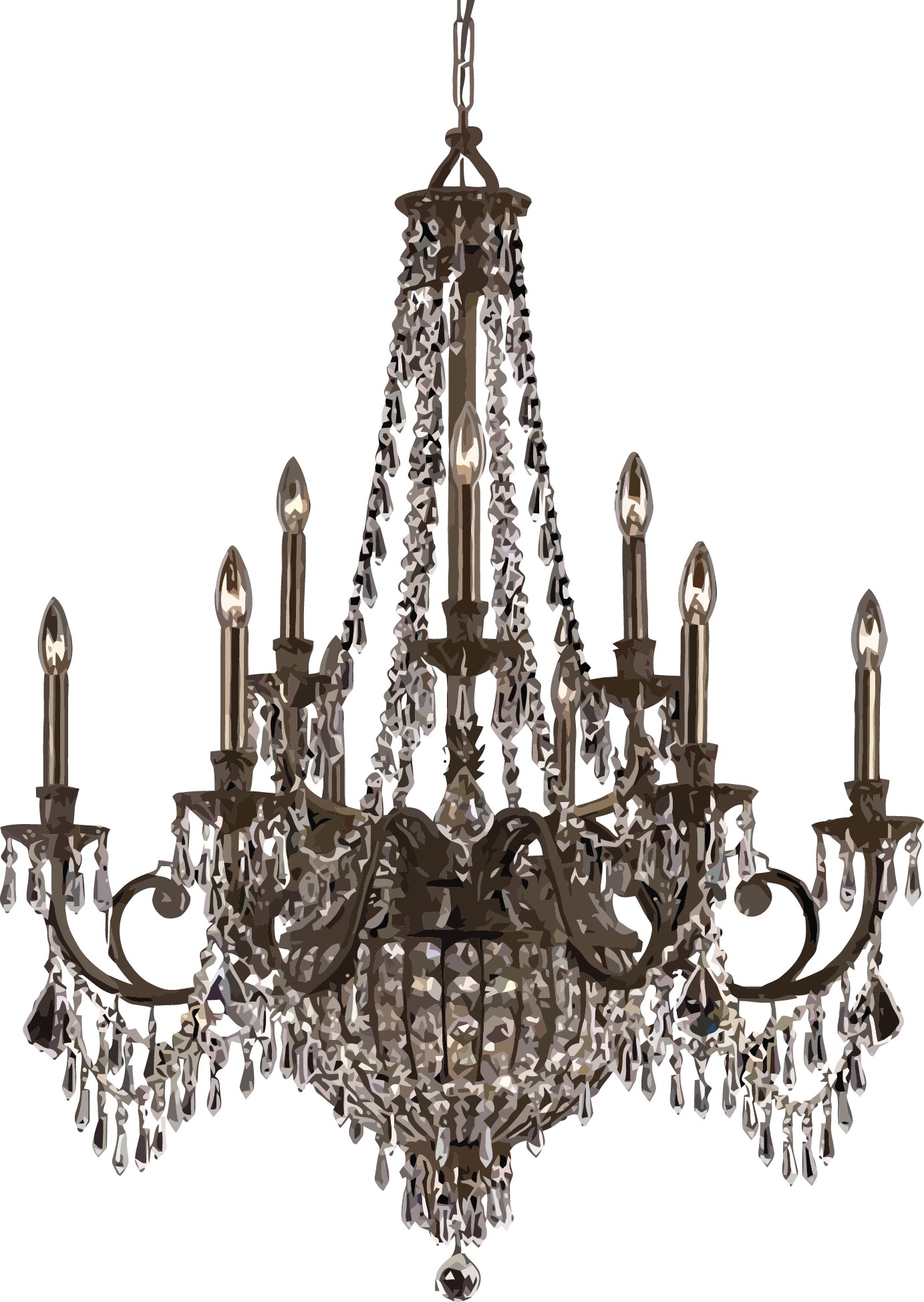 Chandelier Lighting Free Png Hq Clipart - Gold Chandelier Graphic (1383x1948), Png Download