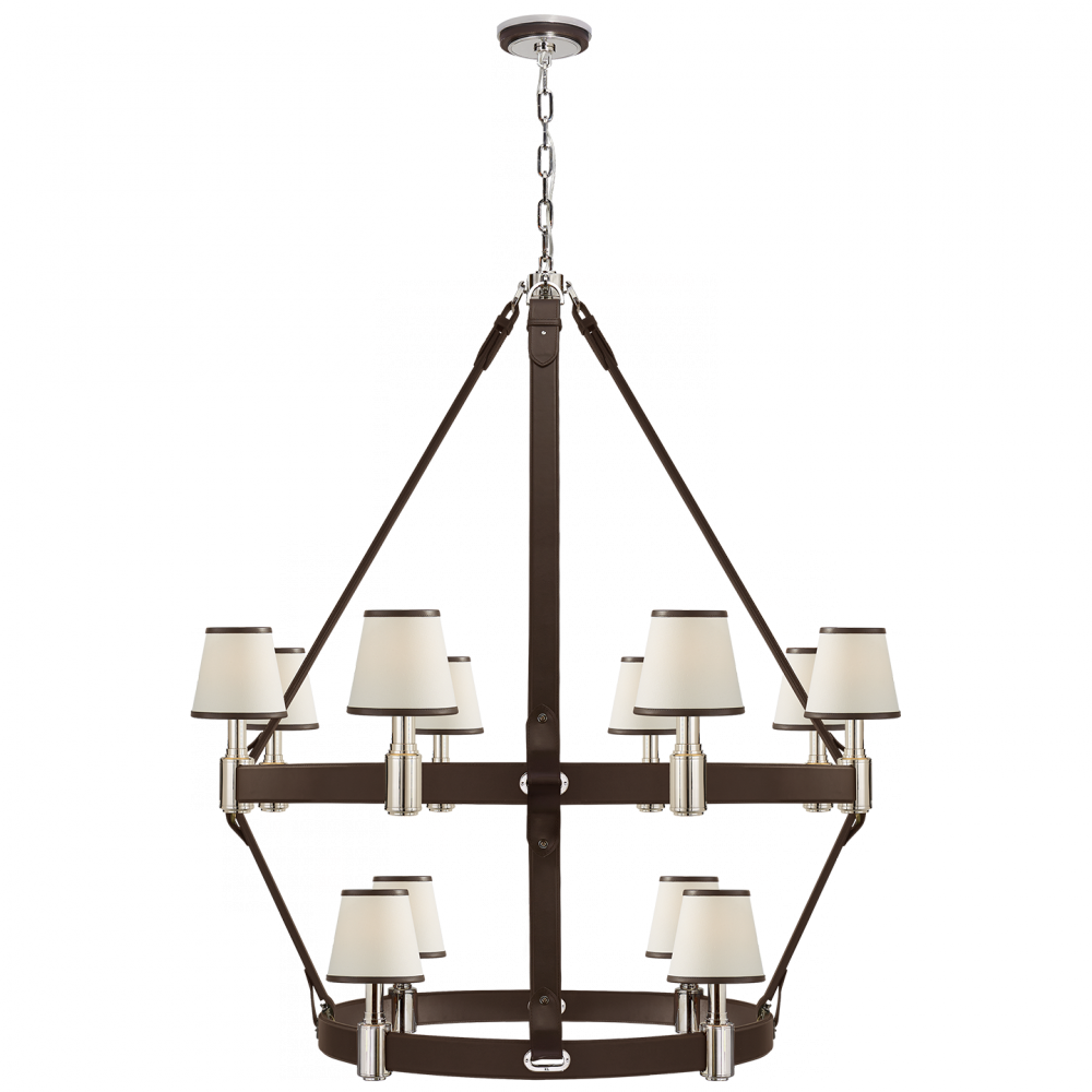 Riley Large Two Tier Chandelier In Nickel And Ch - Chandelier (1000x1000), Png Download
