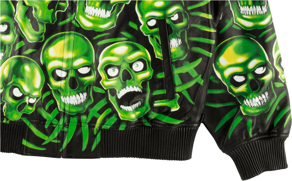 Supreme Skull Pile Leather Bomber Jacket (1000x600), Png Download