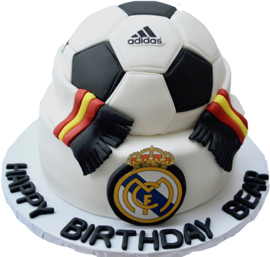 Real Madrid Fc Soccer Red Velvet Cake With An Adidas - Real Madrid (600x550), Png Download