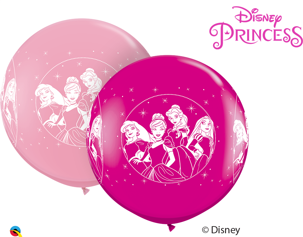 36" Pink&berry 02 Count Disney Princesses Latex Balloons - Disney (1000x768), Png Download