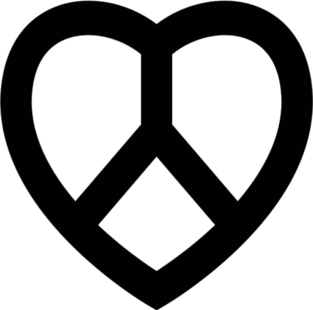 #peace #sign #peacesign #black #heart #ftestickers - Love And Peace Symbol (1024x1024), Png Download