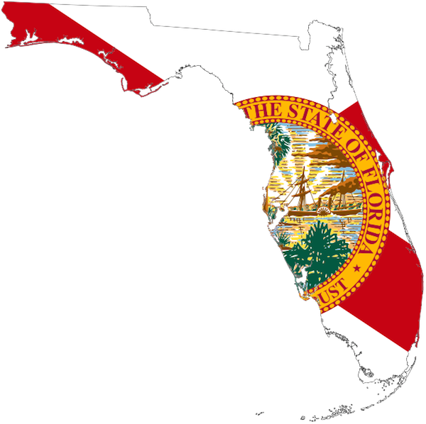 Feature Floridastate - Florida Outline With Flag (600x598), Png Download
