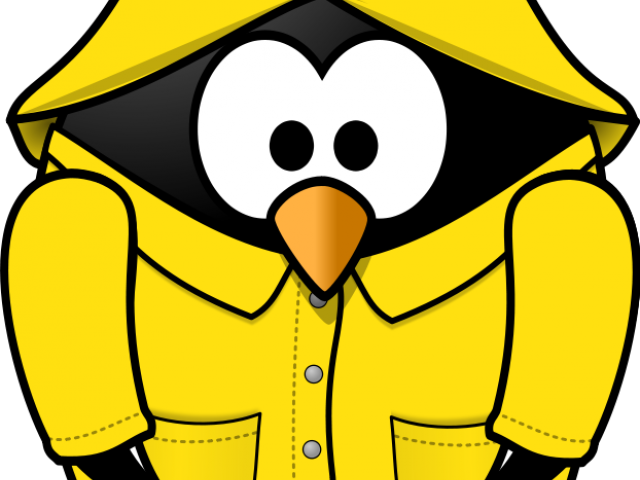 Rain Clipart Penguin - Penguin In Raincoat (640x480), Png Download