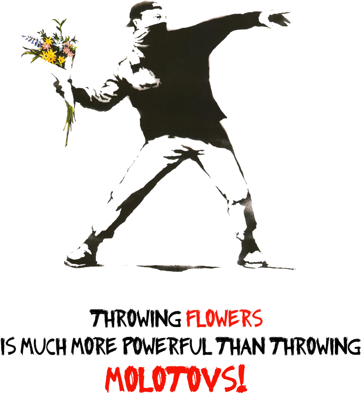 Powerful Than Molotov Throwing Flowers Is Much More - Banksy Flower Thrower (1280x1707), Png Download